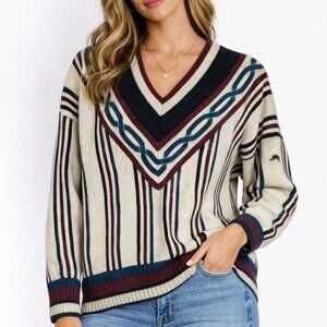 Boss Women's V-Neck Sweater - Cream, Black, Red, Blue